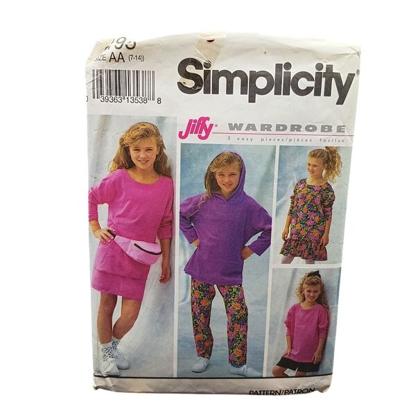 Vintage Simplicity 8195 Jiffy Wardrobe Girls Sewing Pattern 7-14 Retro 90s Outfi - Picture 1 of 2